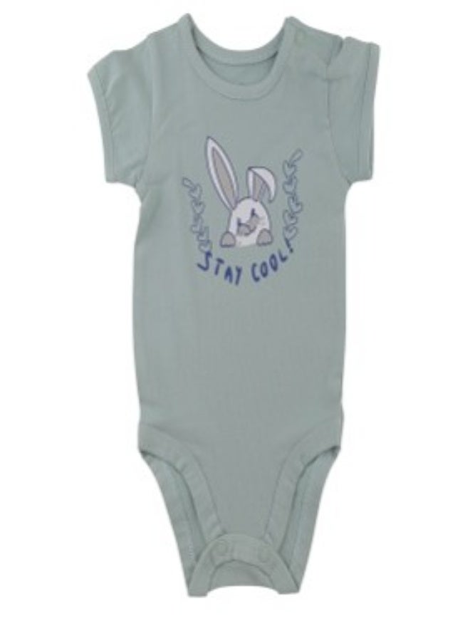 بودي أولادي نص كم مطبوع الأرنب أخضر